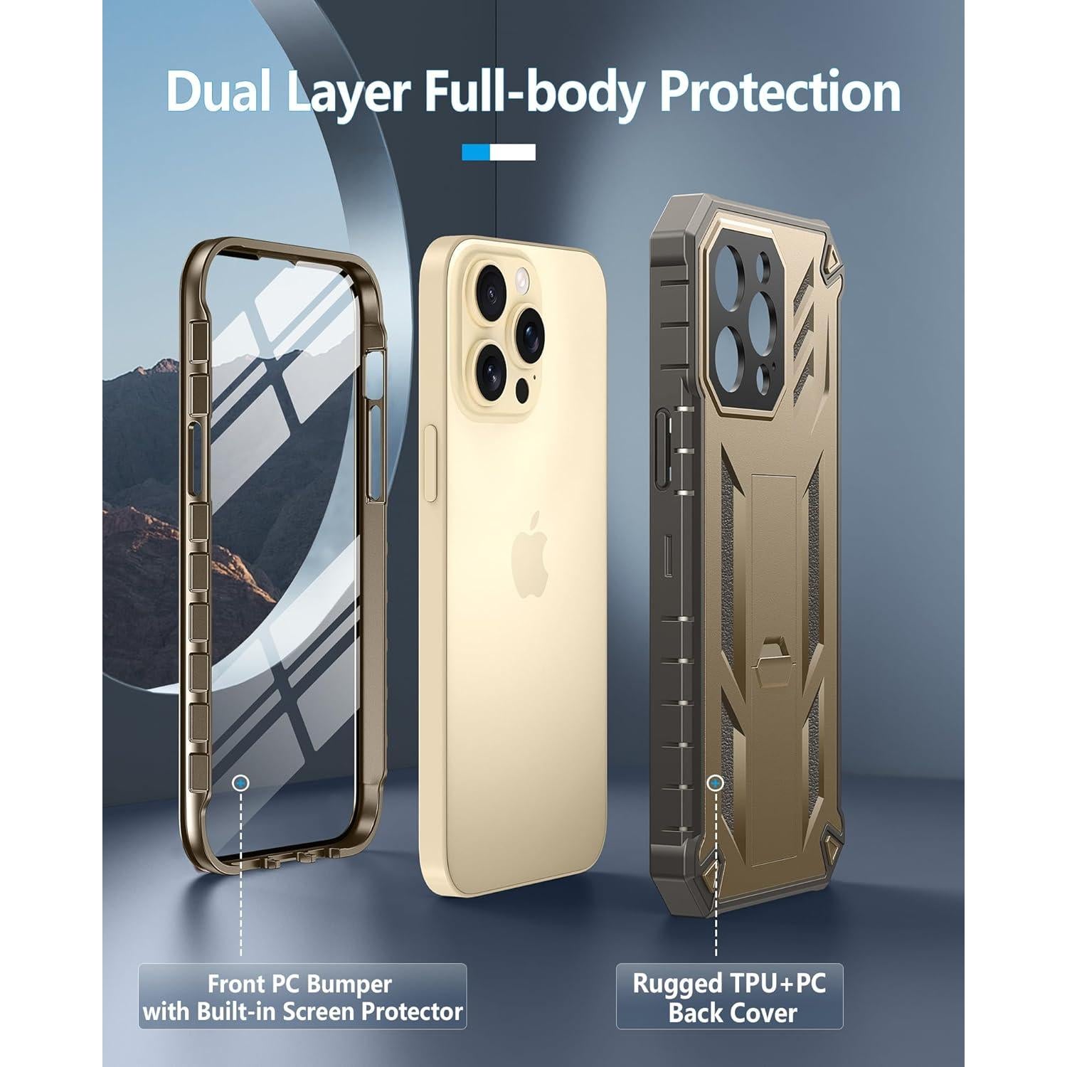Funda FNTCASE para iPhone 14 Pro Max - Protección Militar Beige