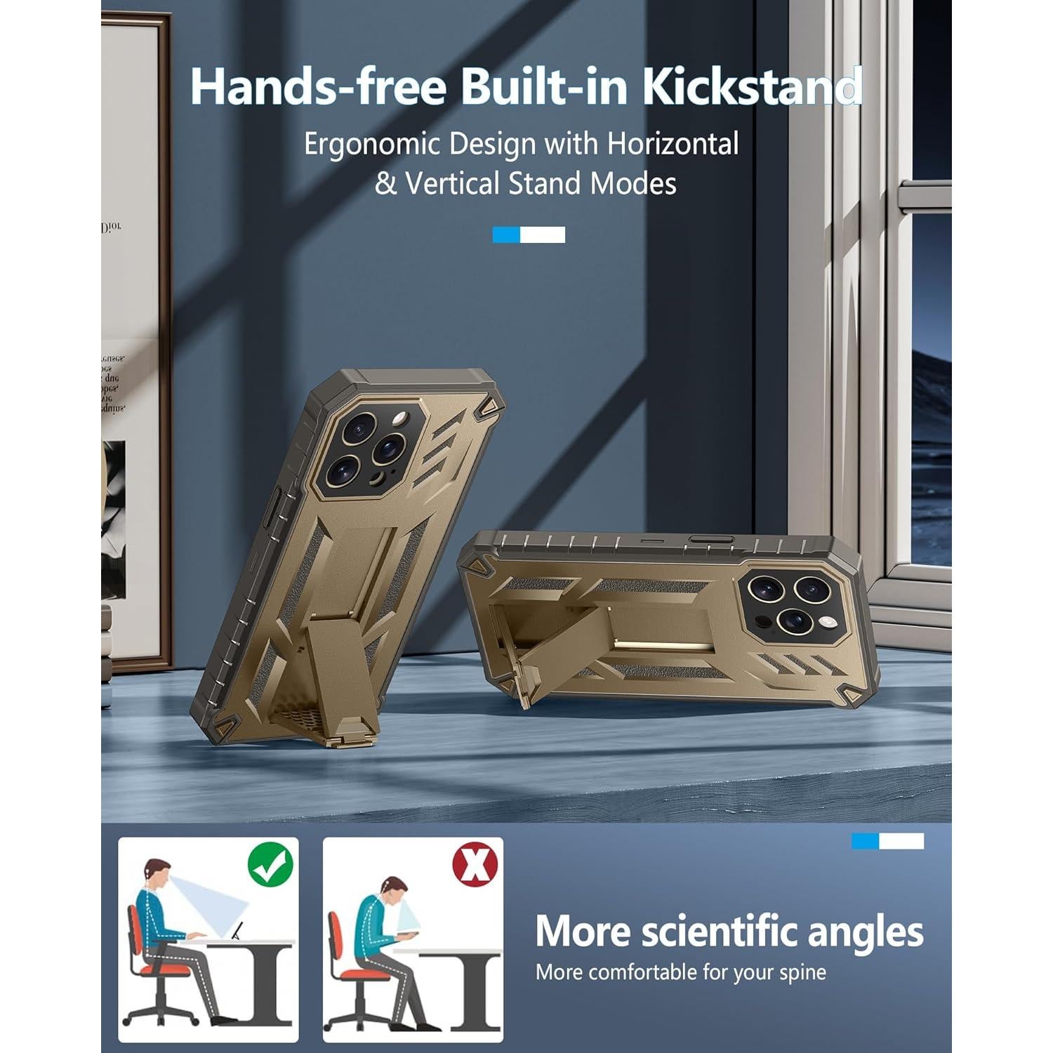 Funda FNTCASE para iPhone 14 Pro Max - Protección Militar Beige