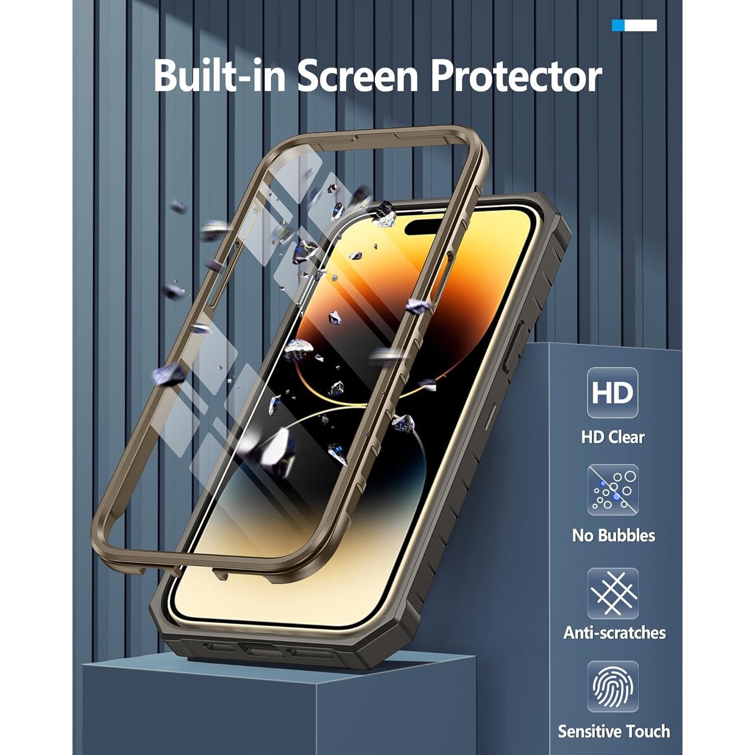 Funda FNTCASE para iPhone 14 Pro Max - Protección Militar Beige