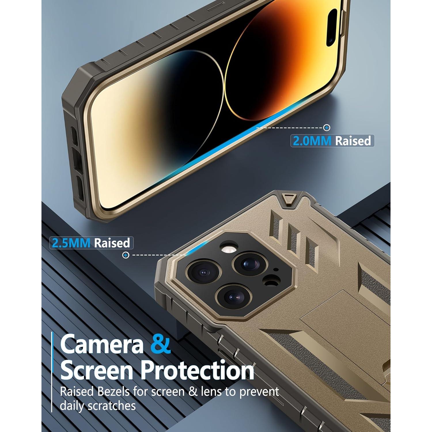 Funda FNTCASE para iPhone 14 Pro Max - Protección Militar Beige