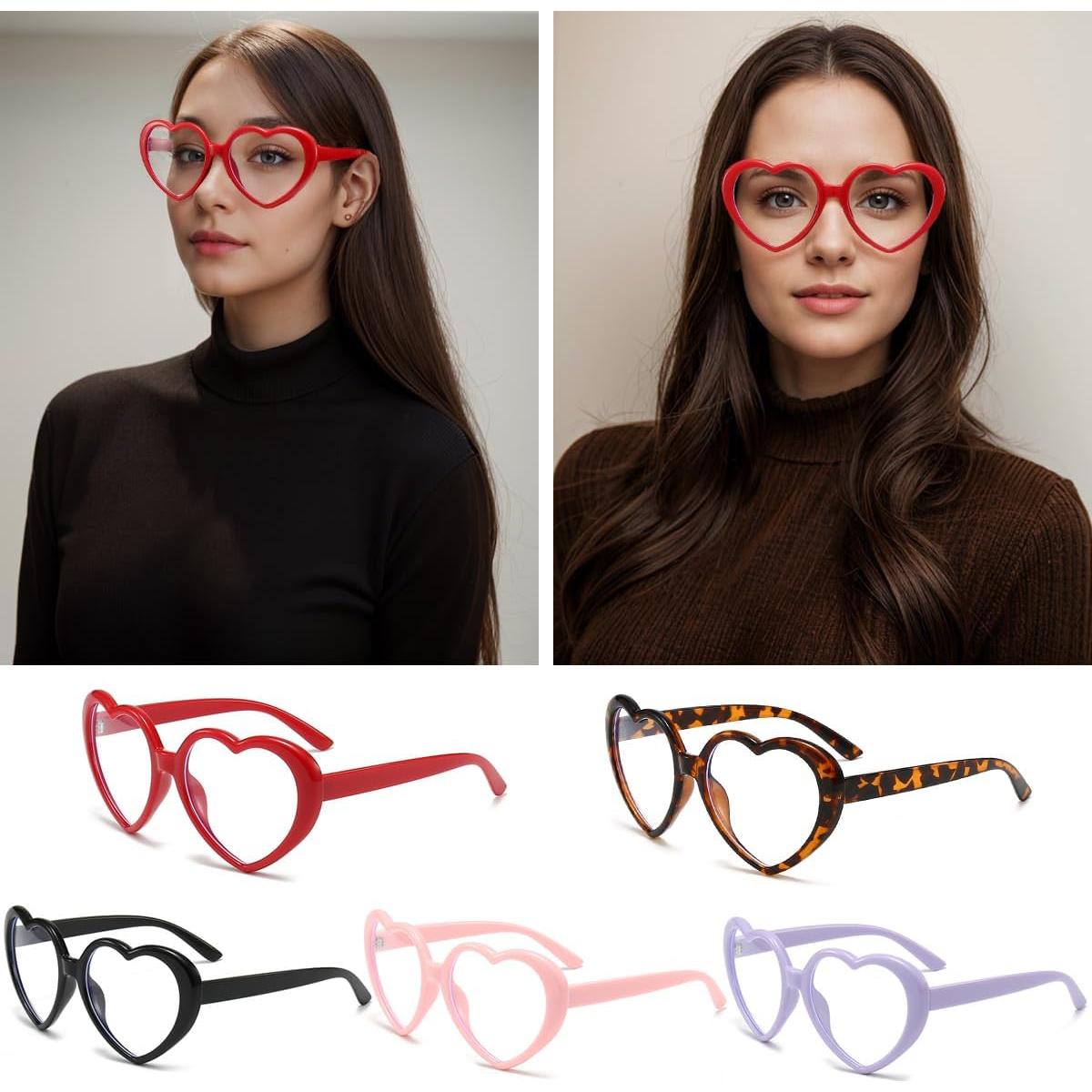 Gafas NIDOVIX Lente Claro Corazón Vintage Rojas Mujeres