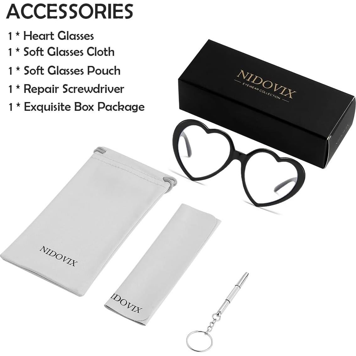 Gafas NIDOVIX Lente Claro Corazón Vintage Rojas Mujeres