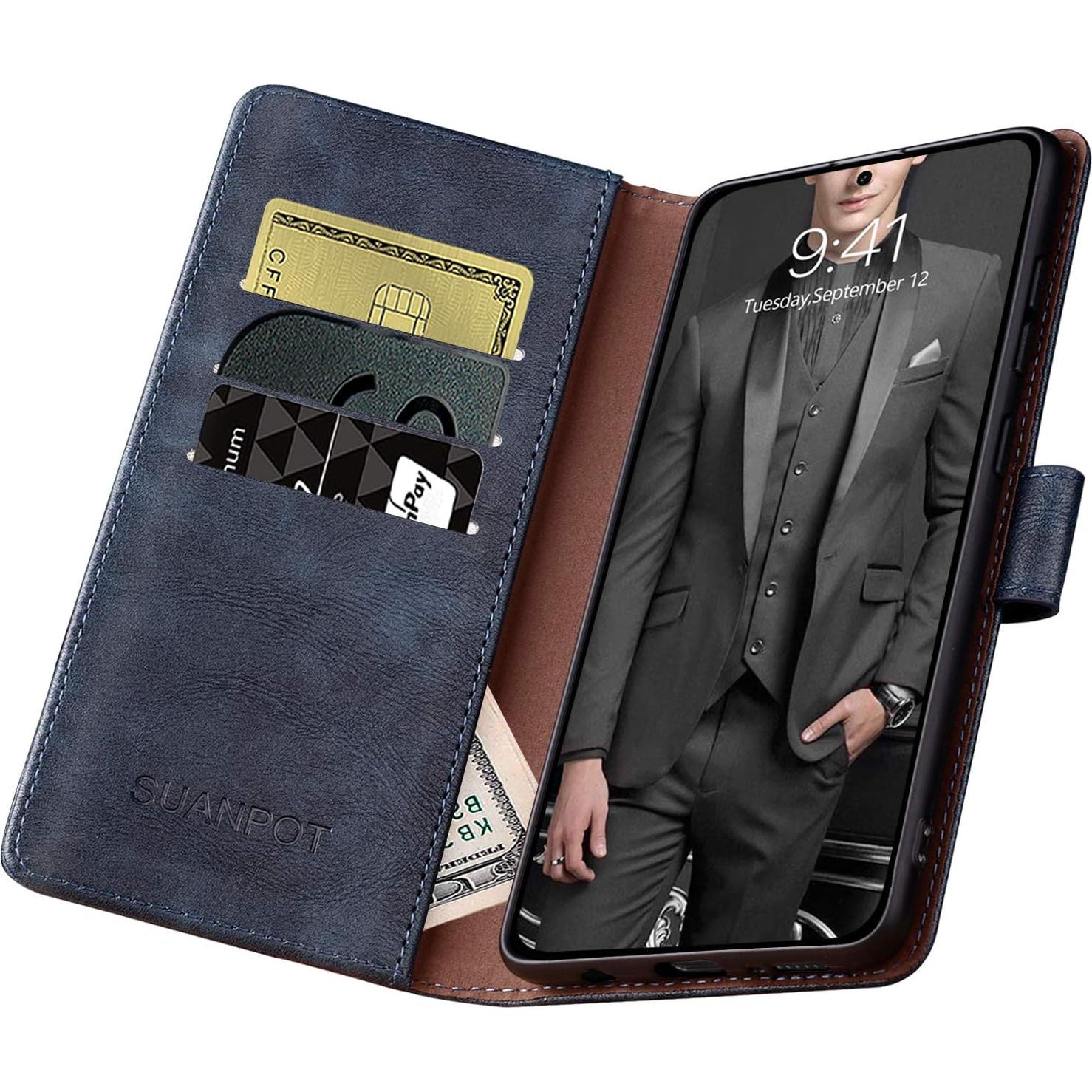 Funda billetera SUANPOT para Samsung A71 5G RFID azul