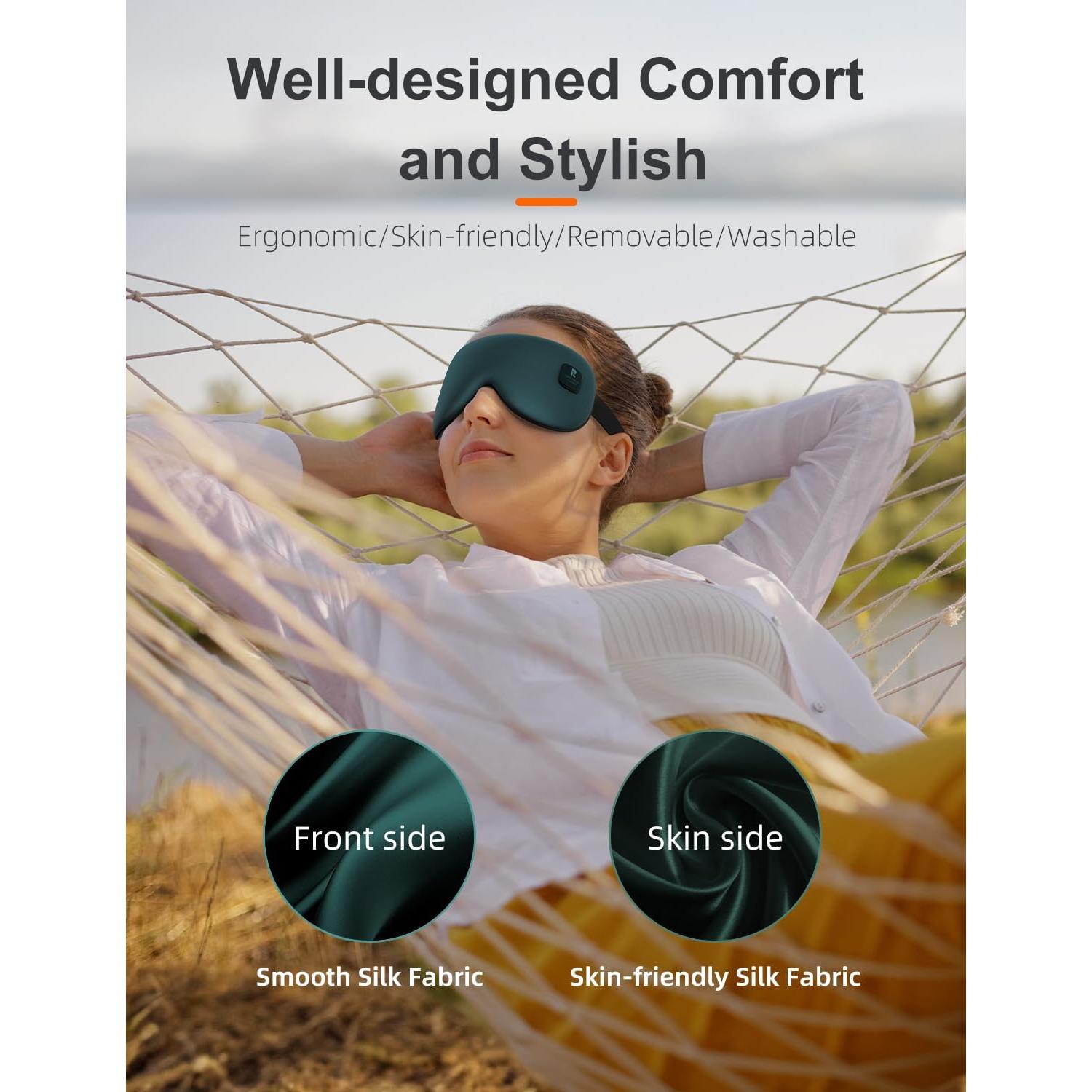 Máscara de Ojos Calentada Rythboom EM01 Seda Verde 1 Cuenta