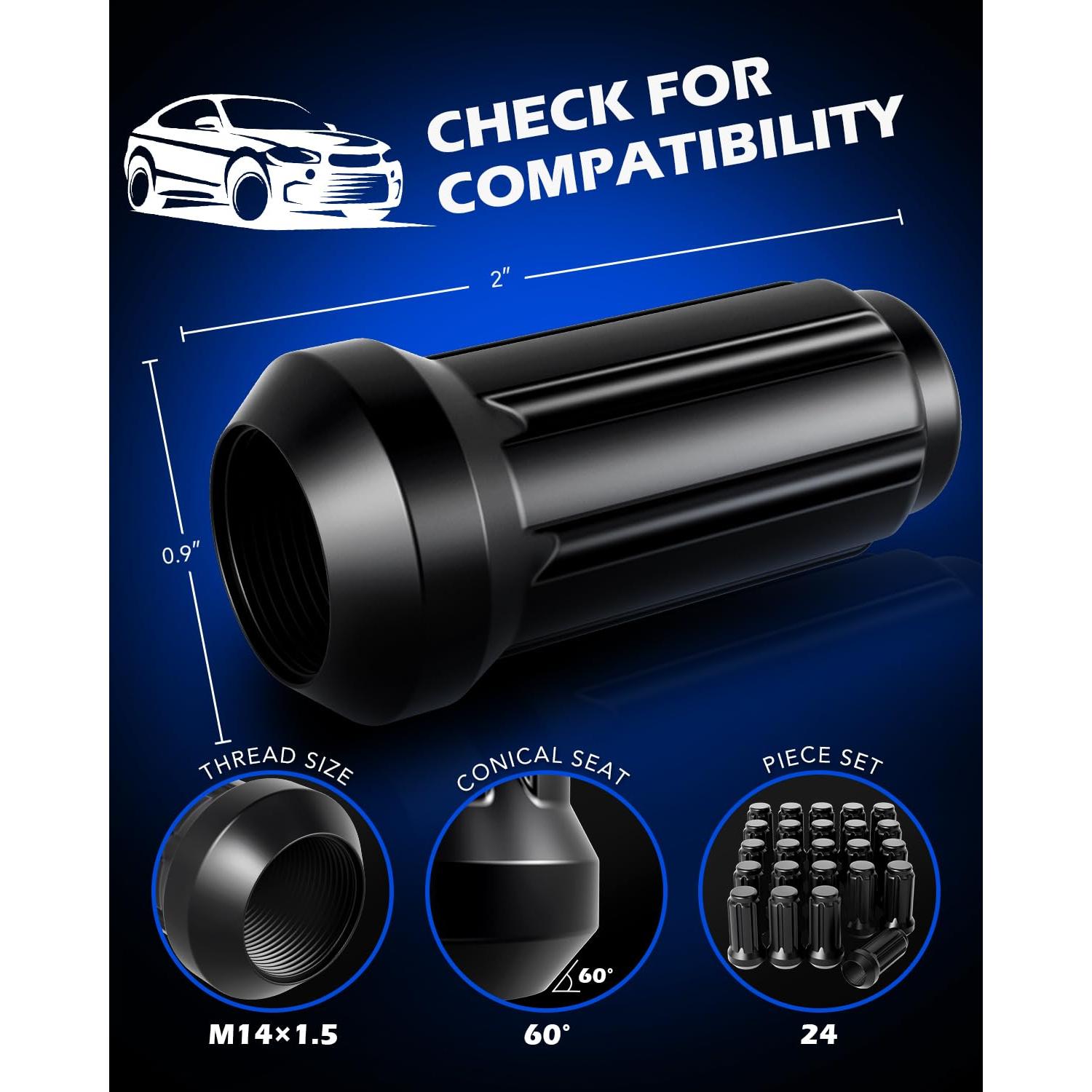 Tuercas de Rueda Orion Motor Tech M14x1.5 Negras Juego 24