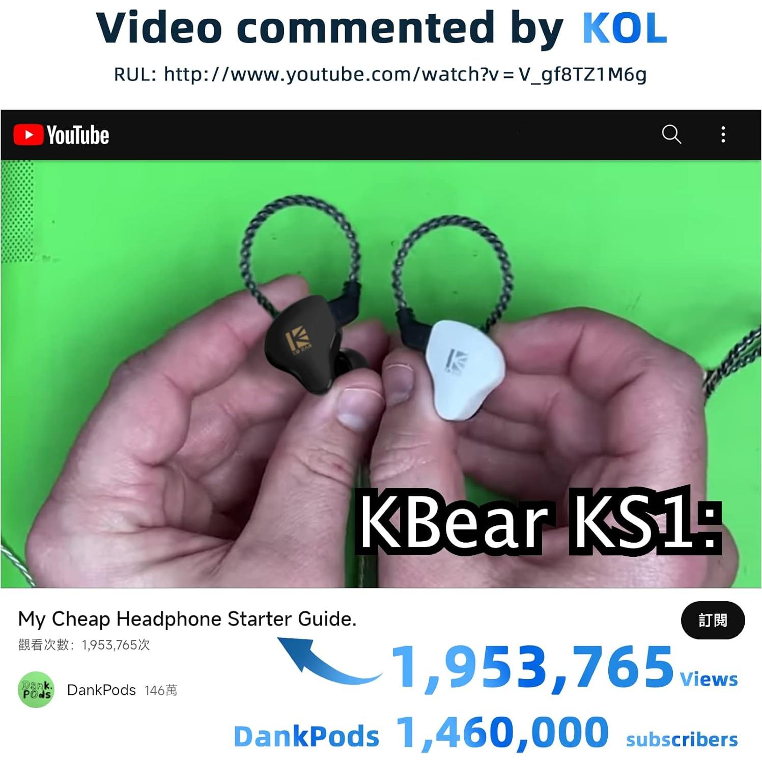 Auriculares YINYOO KBEAR KS1 HiFi In Ear Sonido Claro