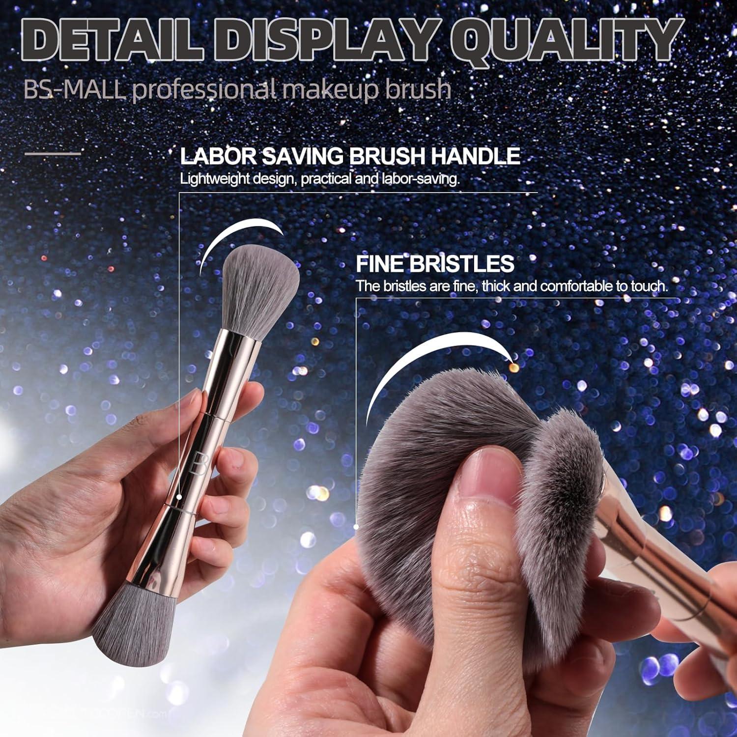 Conjunto de Brochas de Maquillaje BS-MALL Doble Cabeza Dorado