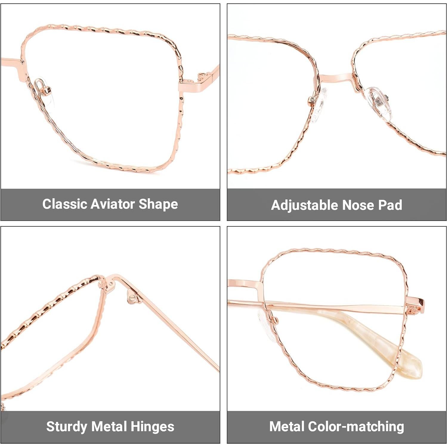 Gafas Aviador Zeelool Metal Bloqueadoras Luz Azul Oro