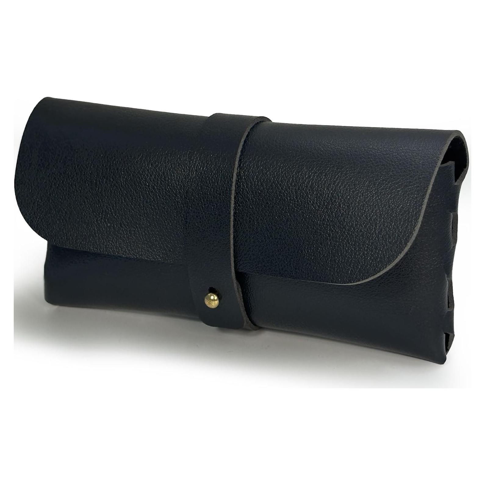 Bolsa de almacenamiento para gafas de cuero unisex negra