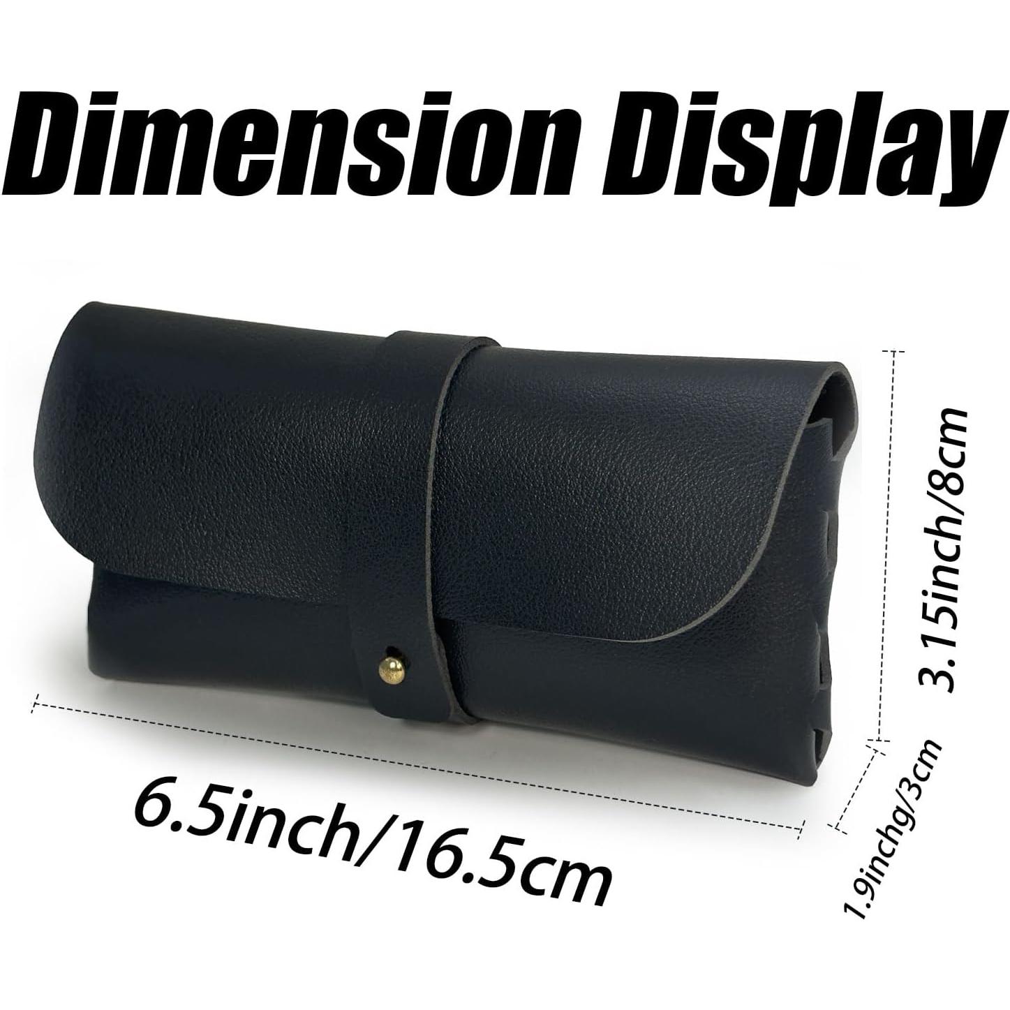 Bolsa de almacenamiento para gafas de cuero unisex negra