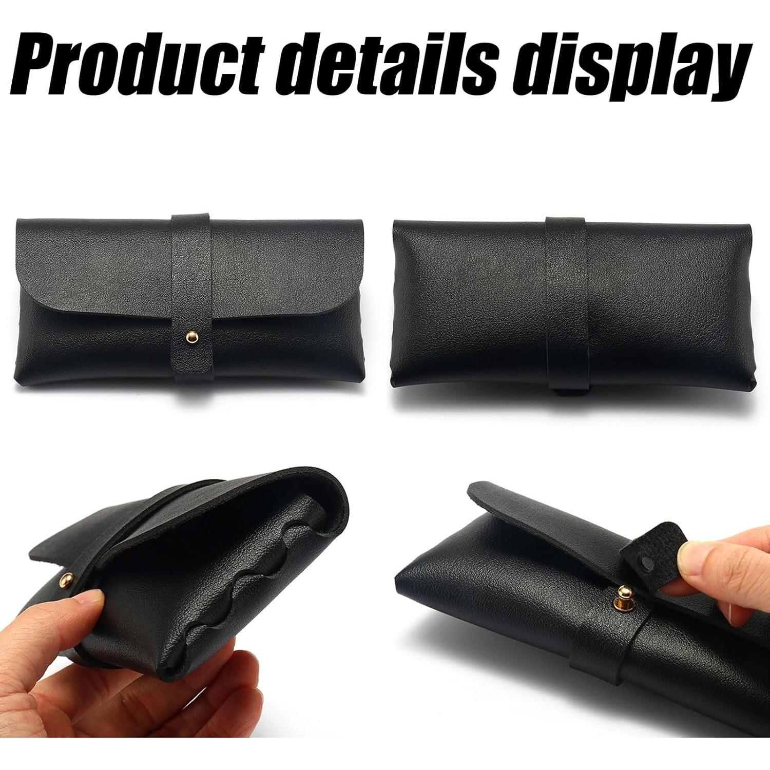 Bolsa de almacenamiento para gafas de cuero unisex negra