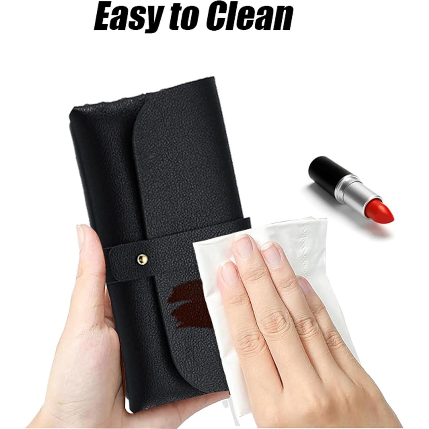 Bolsa de almacenamiento para gafas de cuero unisex negra