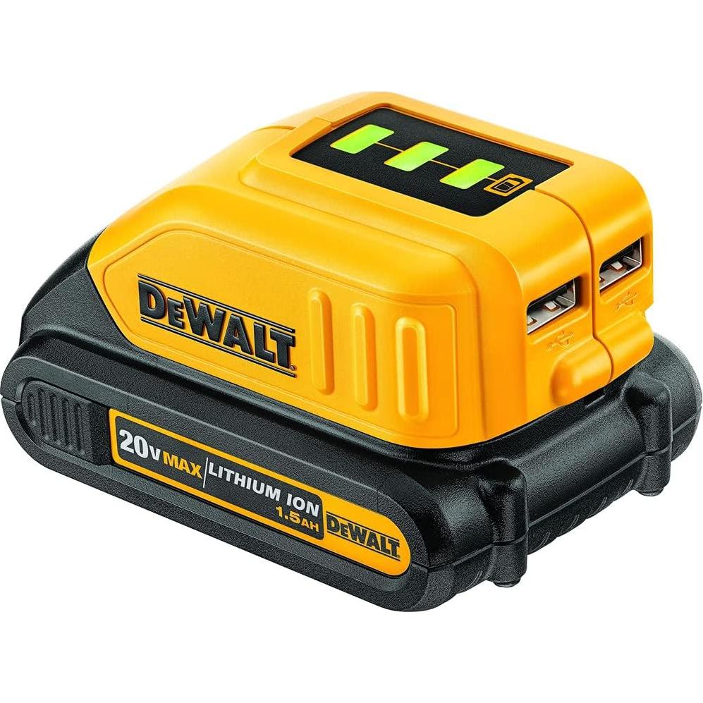 Cargador USB DEWALT 12V/20V MAX DCB090 con 2 puertos