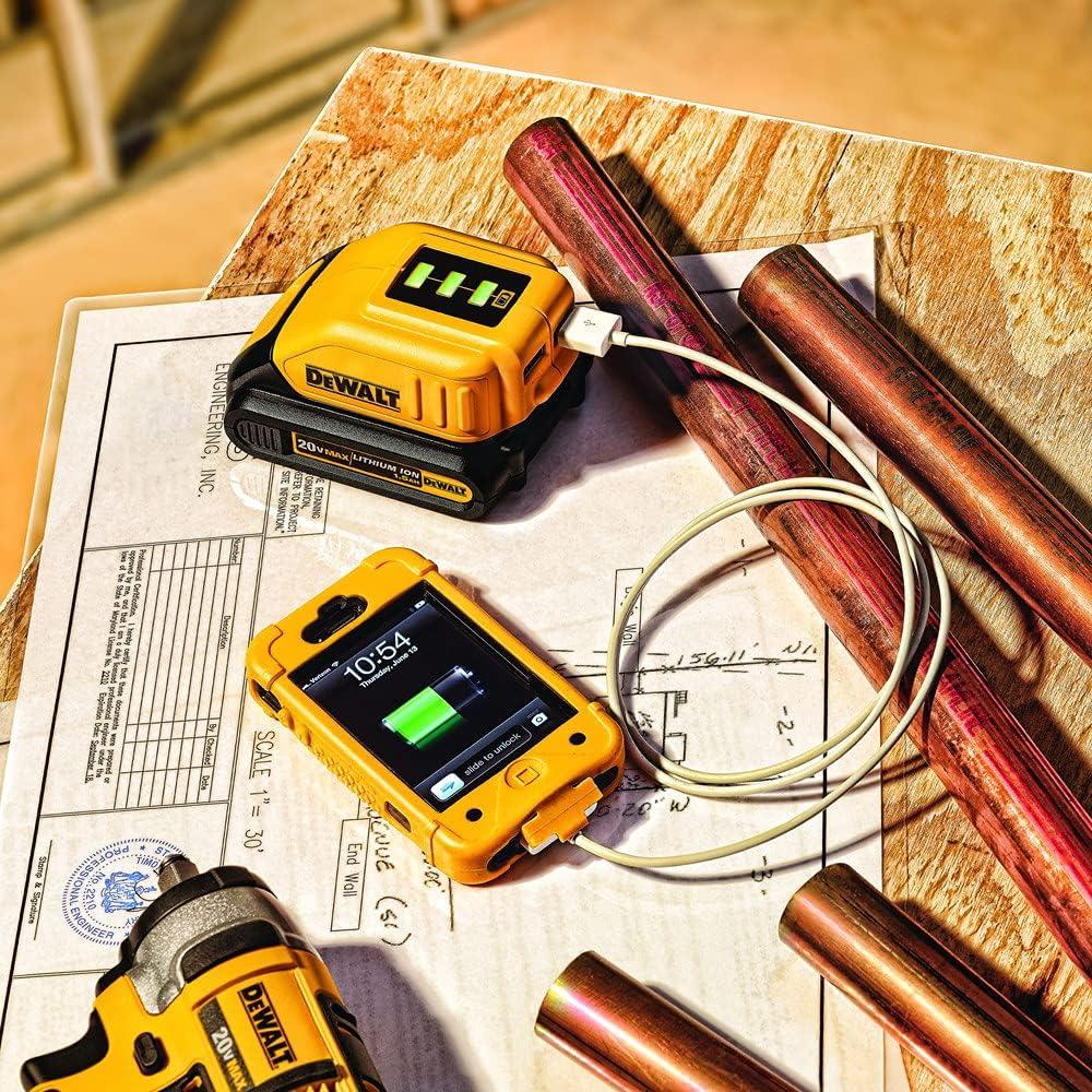 Cargador USB DEWALT 12V/20V MAX DCB090 con 2 puertos