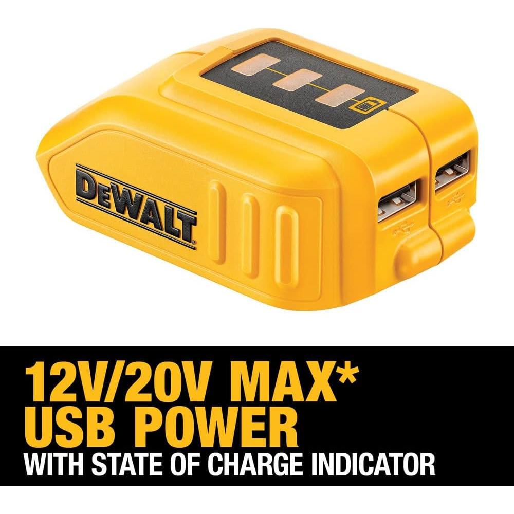 Cargador USB DEWALT 12V/20V MAX DCB090 con 2 puertos