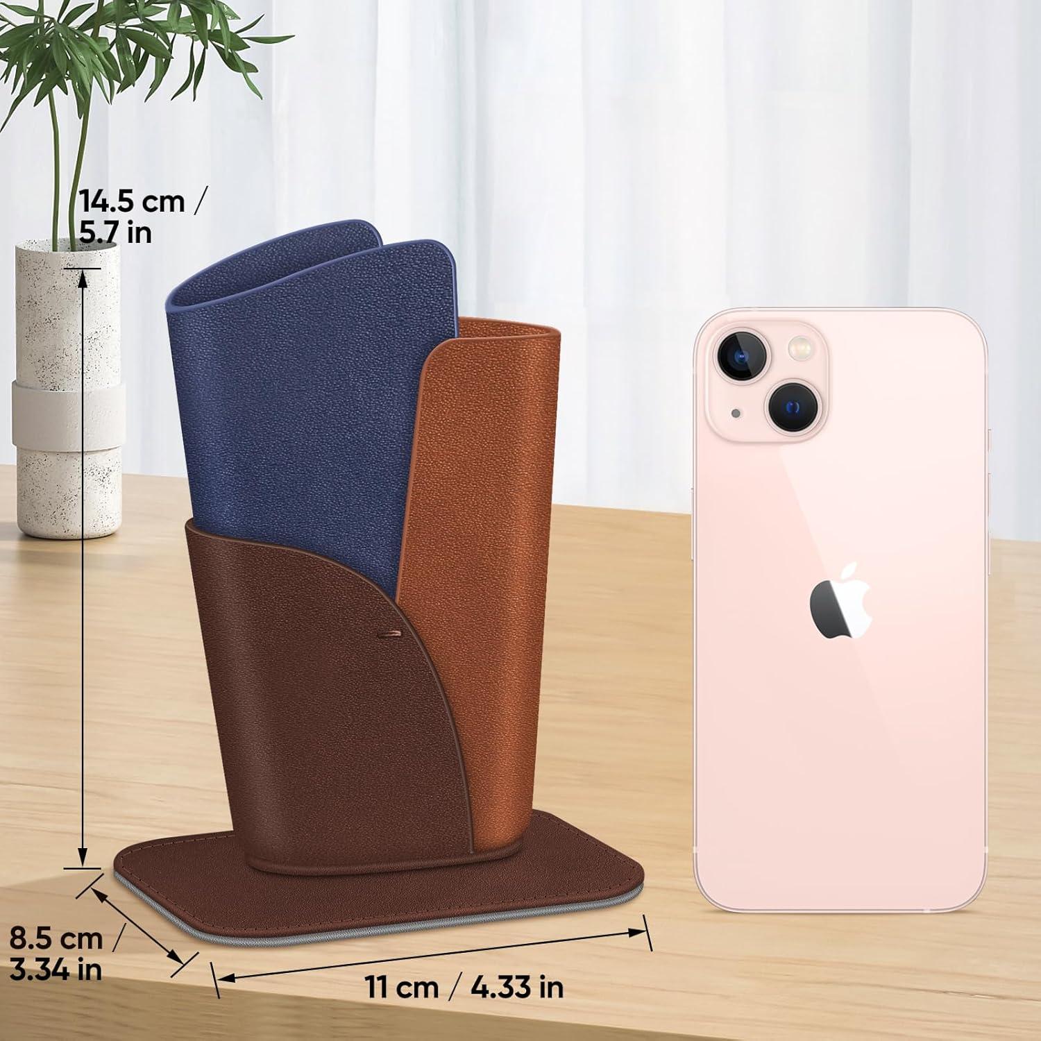 Soporte para Gafas Fintie - Estuche de Cuero Vegano Marrón