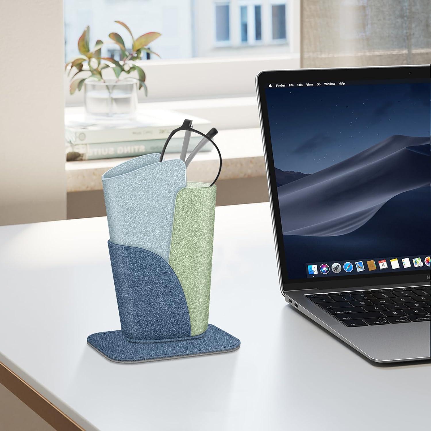 Soporte para Gafas Fintie - Estuche de Cuero Vegano Azul