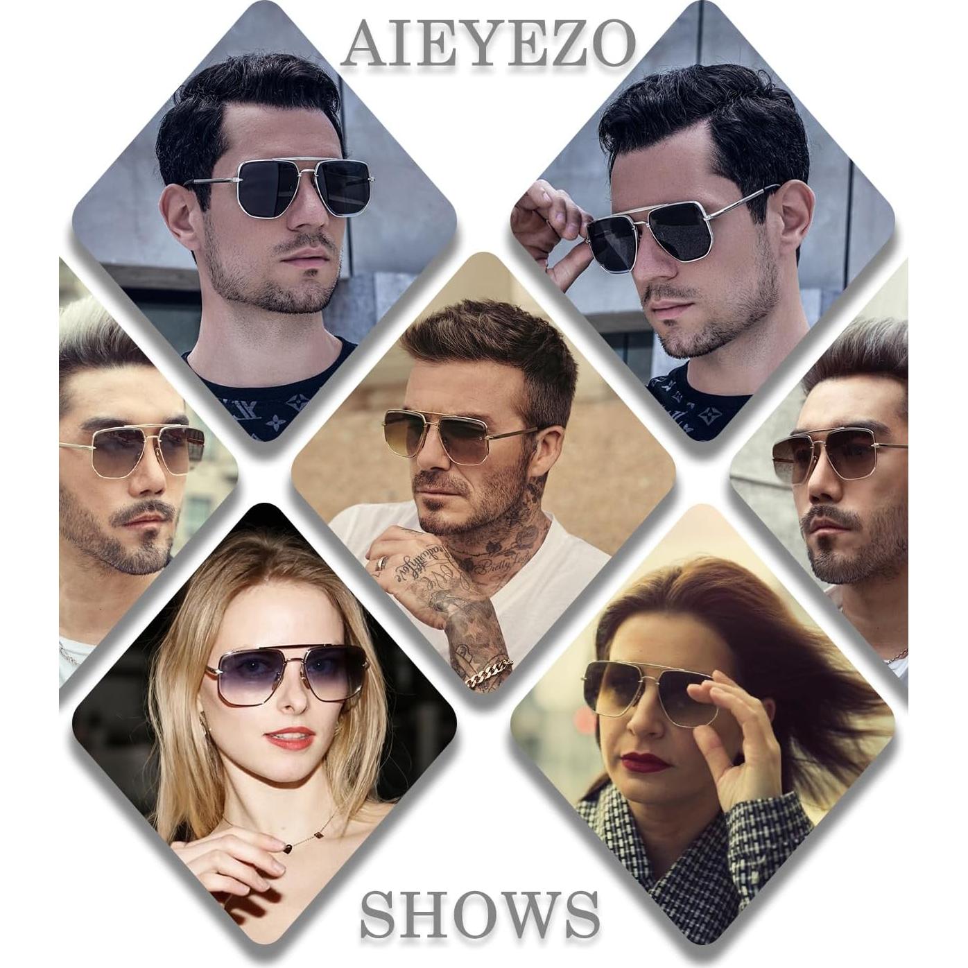 Gafas de sol aviador cuadradas AIEYEZO UV400 para hombres y mujeres