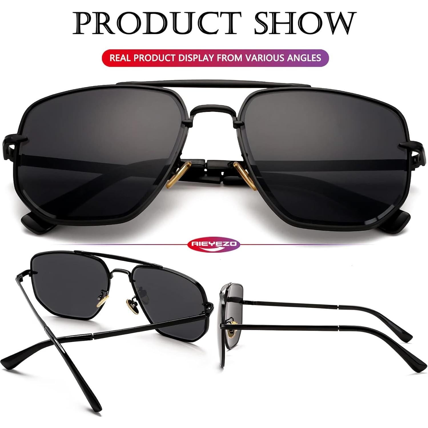 Gafas de sol aviador cuadradas AIEYEZO UV400 para hombres y mujeres