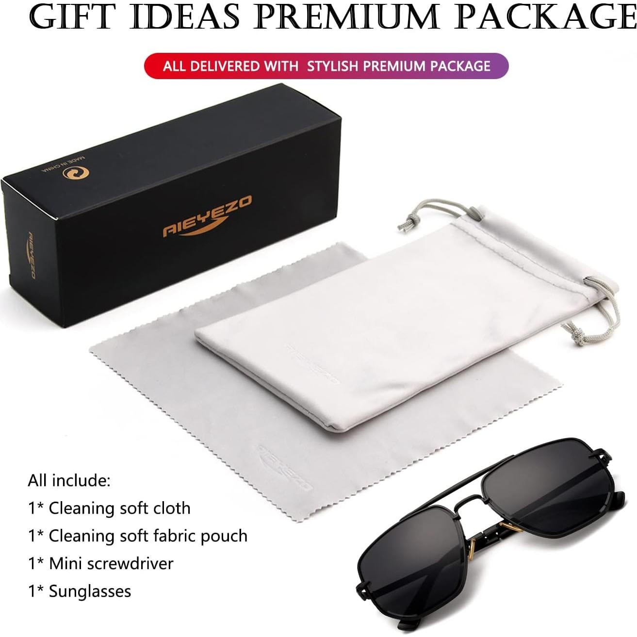 Gafas de sol aviador cuadradas AIEYEZO UV400 para hombres y mujeres