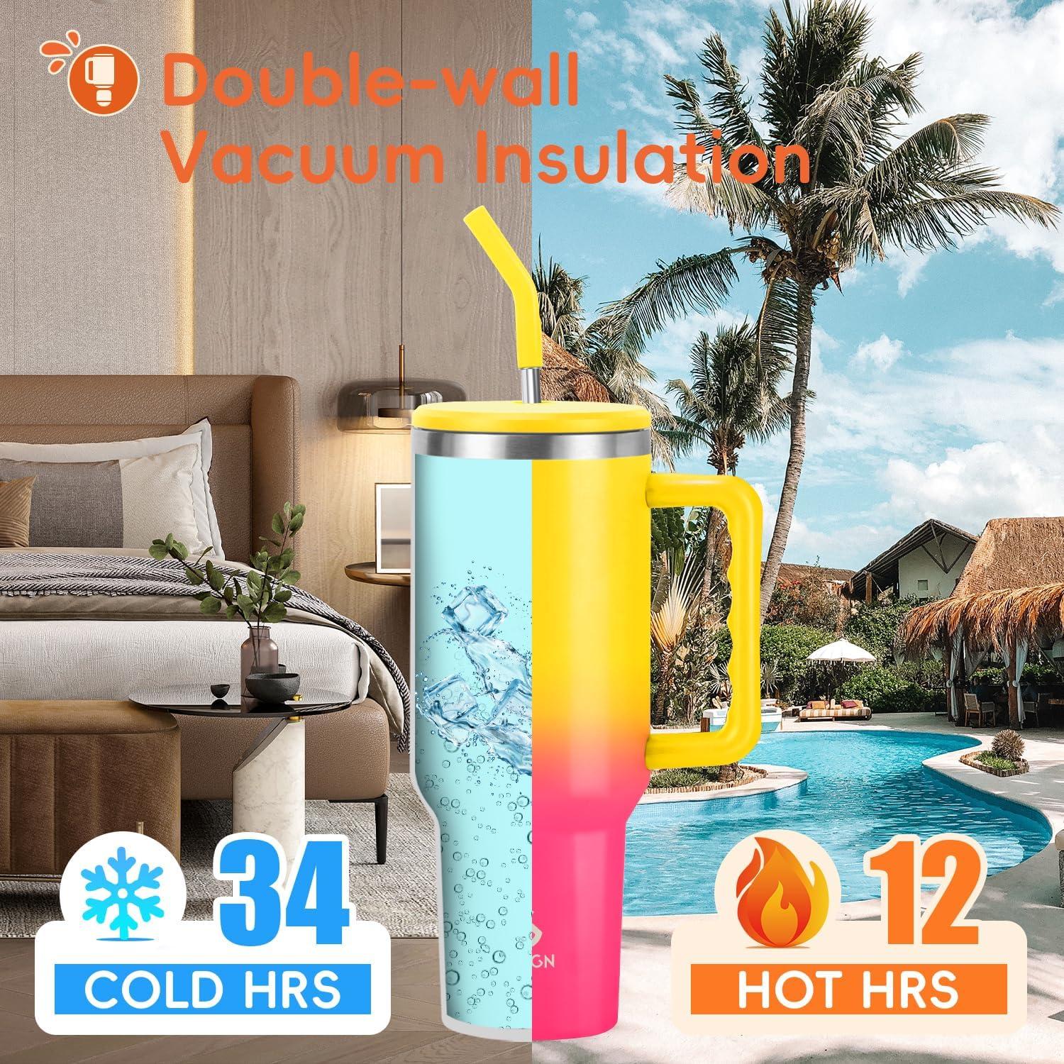 Vaso VUSIGN 1.13 kg con Asa y Tapa para Popote 40 oz