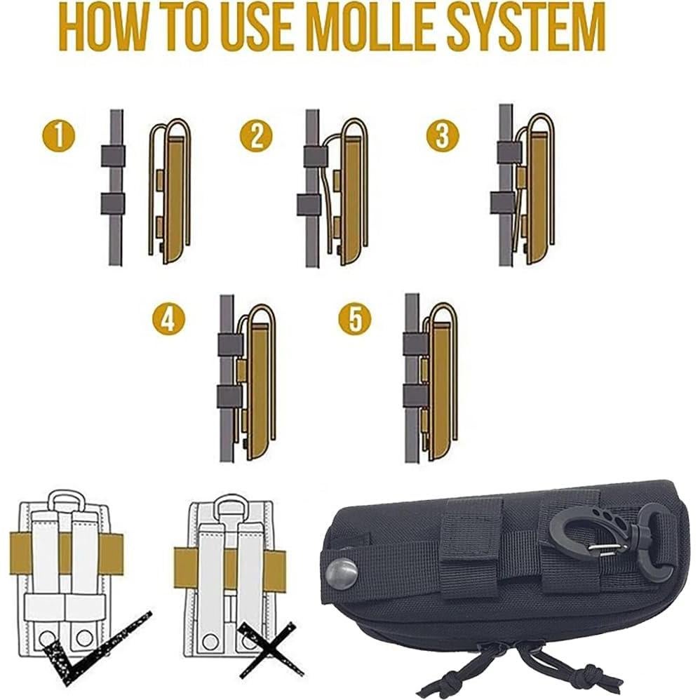 Funda de Gafas Táctica JOCTUBO Negra con Clip y Gancho