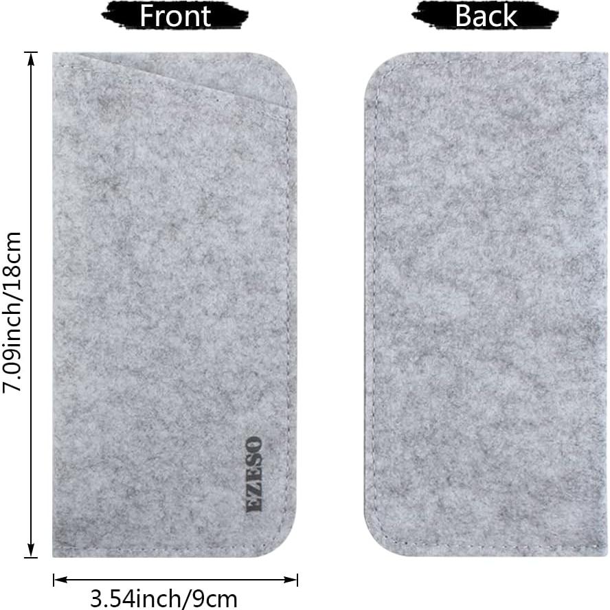 Paquete de 3 Estuches para Gafas Fieltro Suave 17.8x8.5cm
