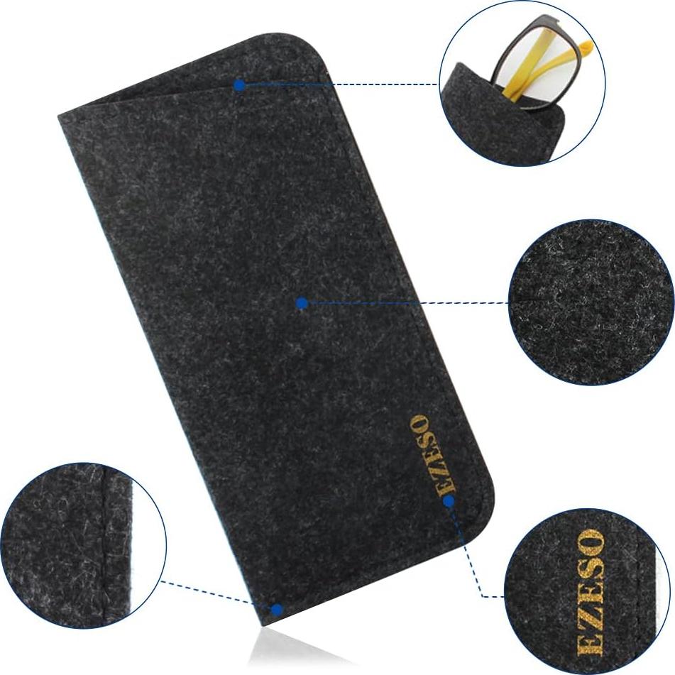 Paquete de 3 Estuches para Gafas Fieltro Suave 17.8x8.5cm