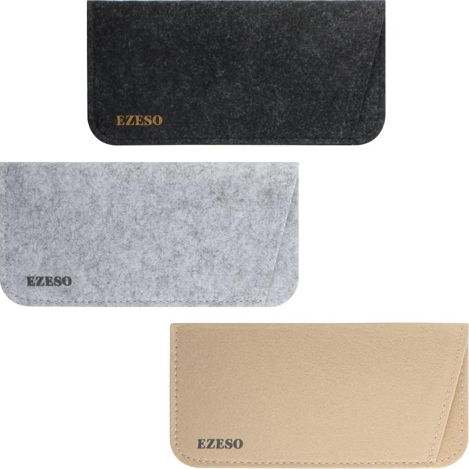 Paquete de 3 Estuches para Gafas Fieltro Suave 17.8x8.5cm