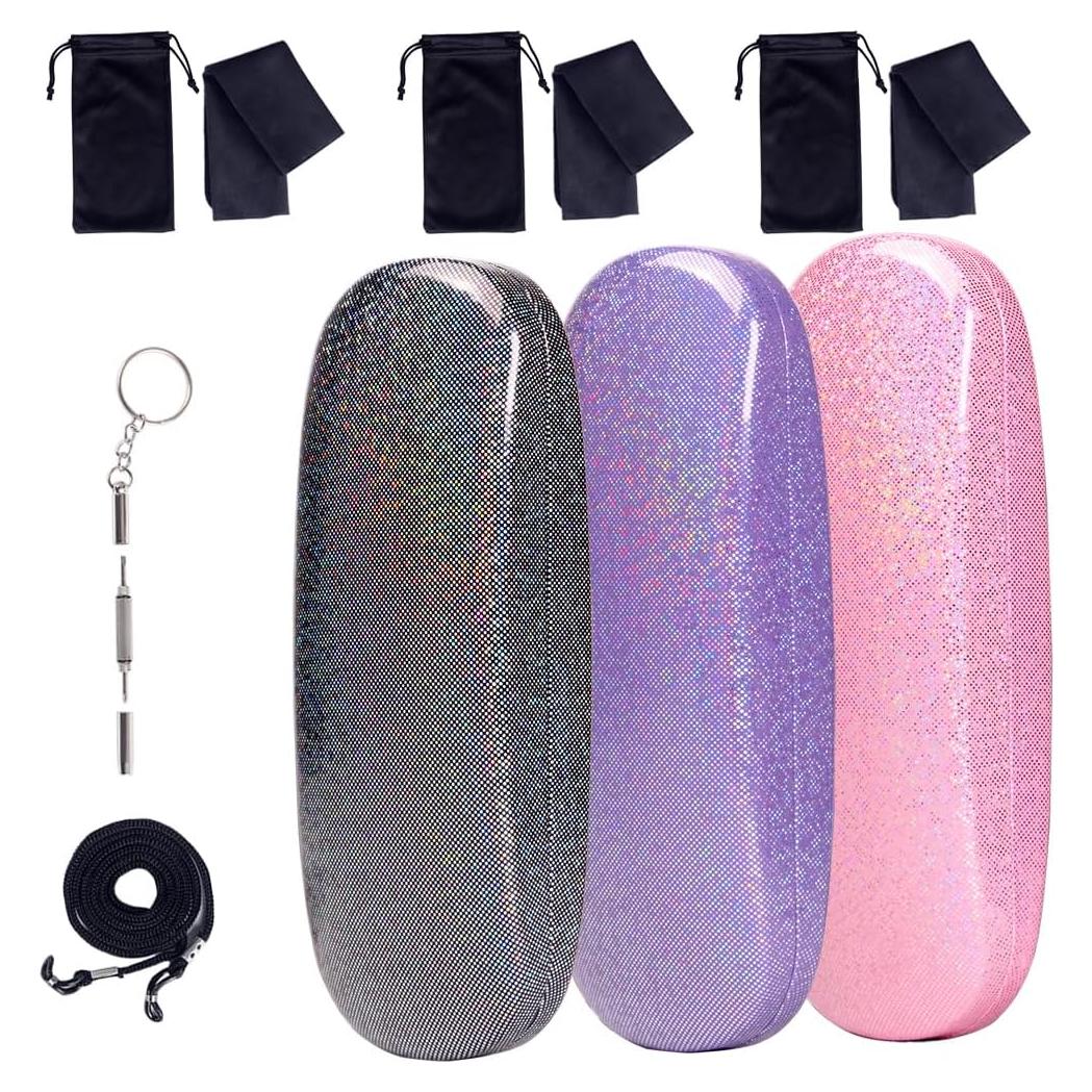 Estuches de Gafas Dura ADBGV 3 Piezas Unisex con Paño