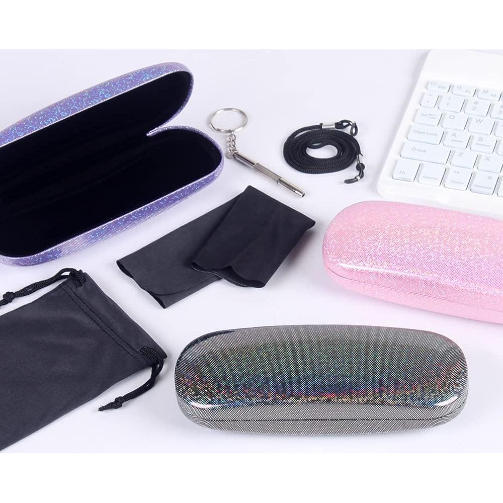 Estuches de Gafas Dura ADBGV 3 Piezas Unisex con Paño