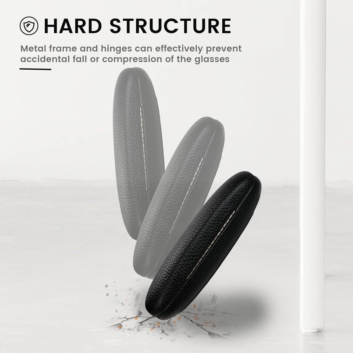 Funda Dura de Cuero PU Molshine para Gafas - Negro