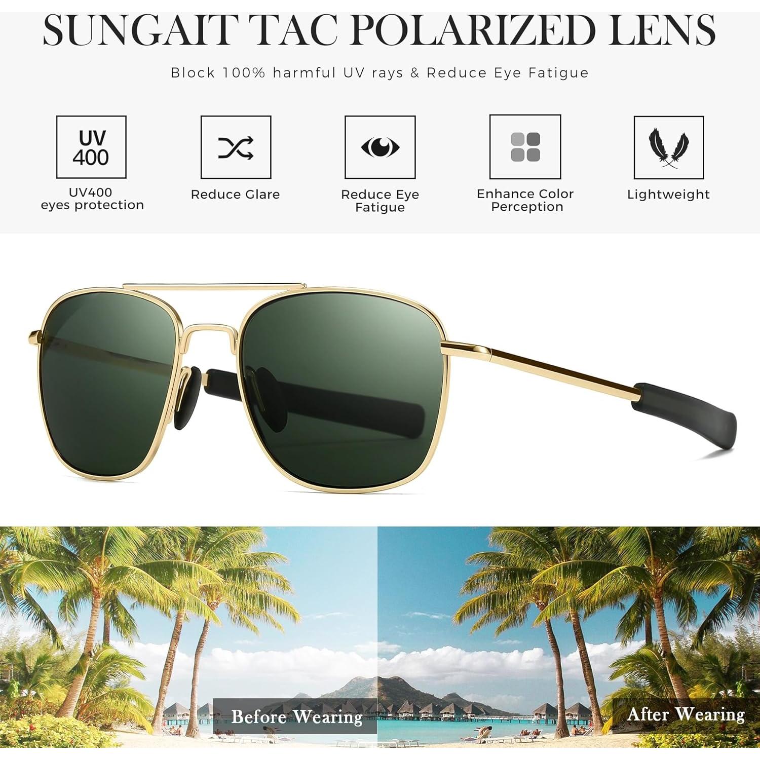 Gafas de sol piloto SUNGAIT polarizadas para hombres