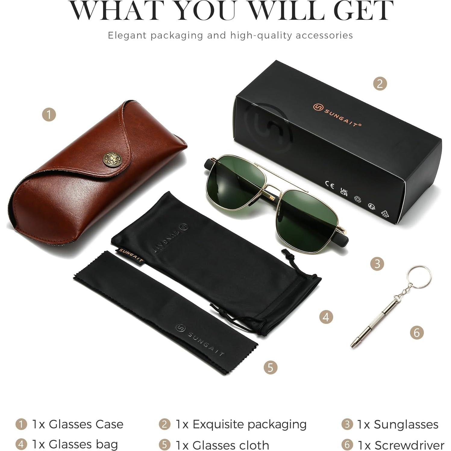 Gafas de sol piloto SUNGAIT polarizadas para hombres