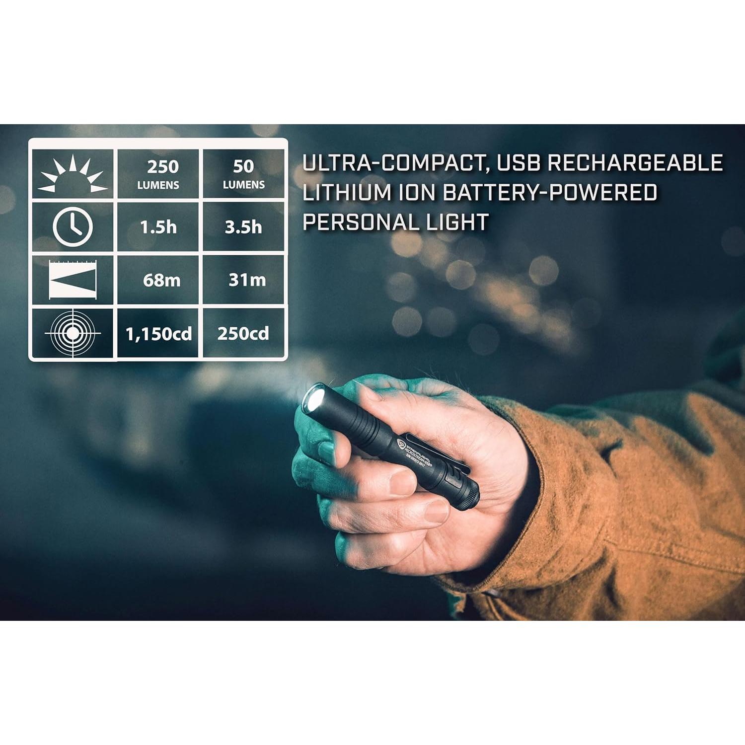 Linterna Streamlight MicroStream 250 Lúmenes Recargable USB Negra