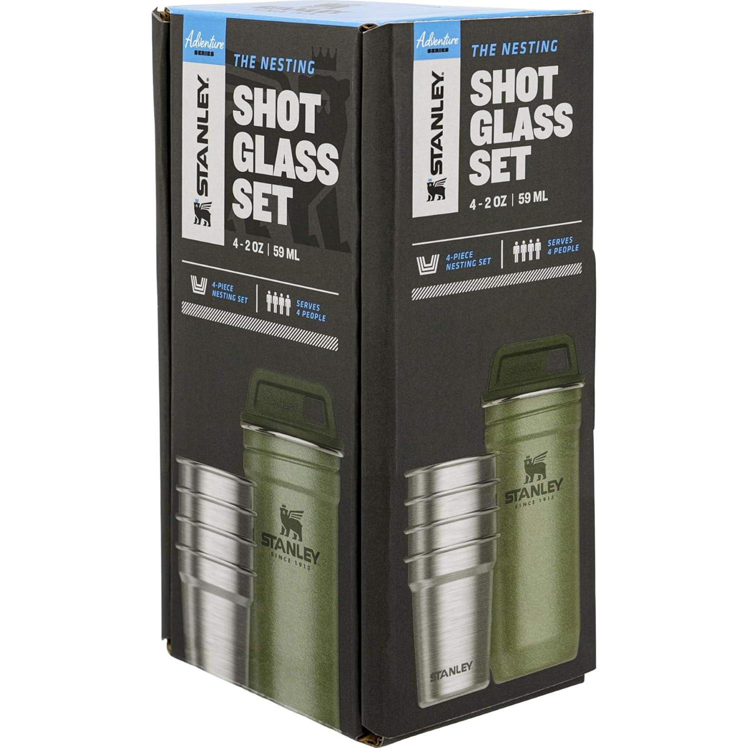 Conjunto de Vasos de Disparo Stanley Verde Martillado 4 Unidades