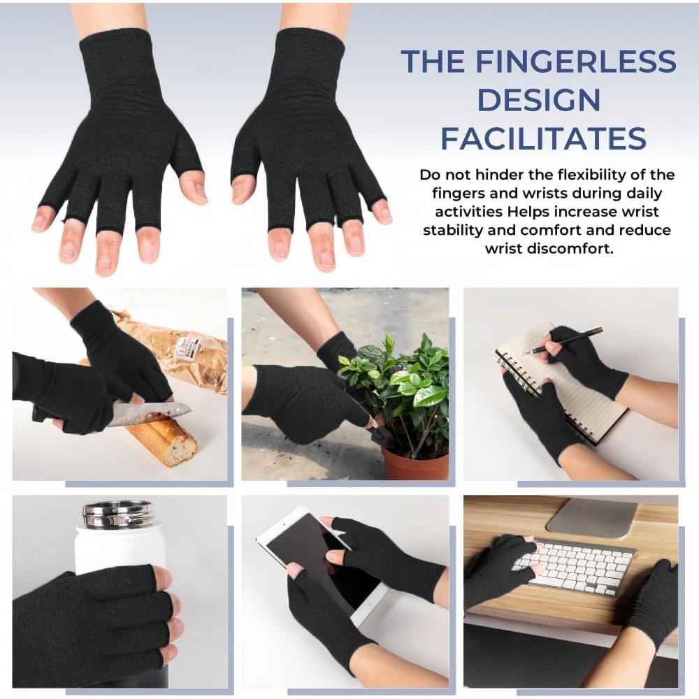 Guantes de Artritis TFUSOM para Alivio de Dolor - Negro M