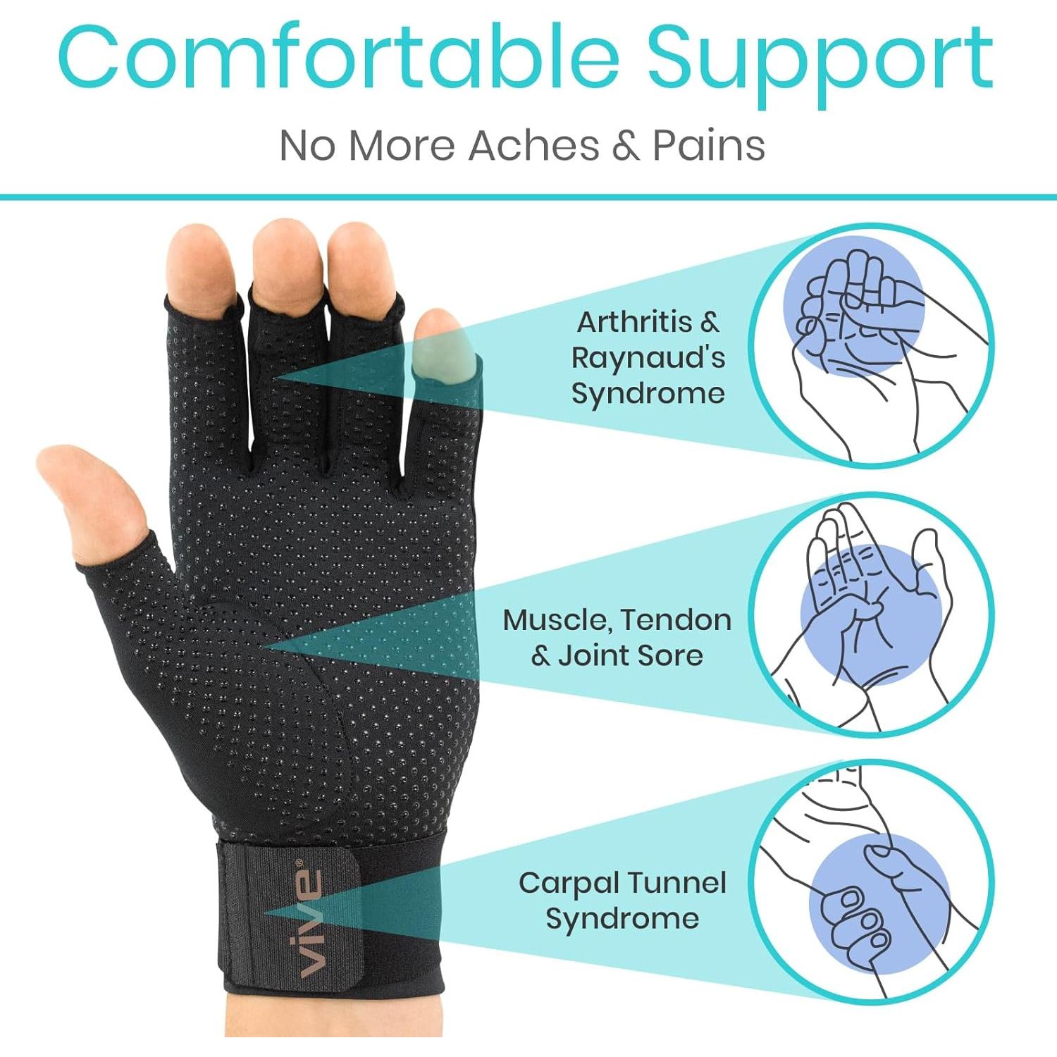 Guantes de Artritis Vive Copper - Compresión Mano Sin Dedos