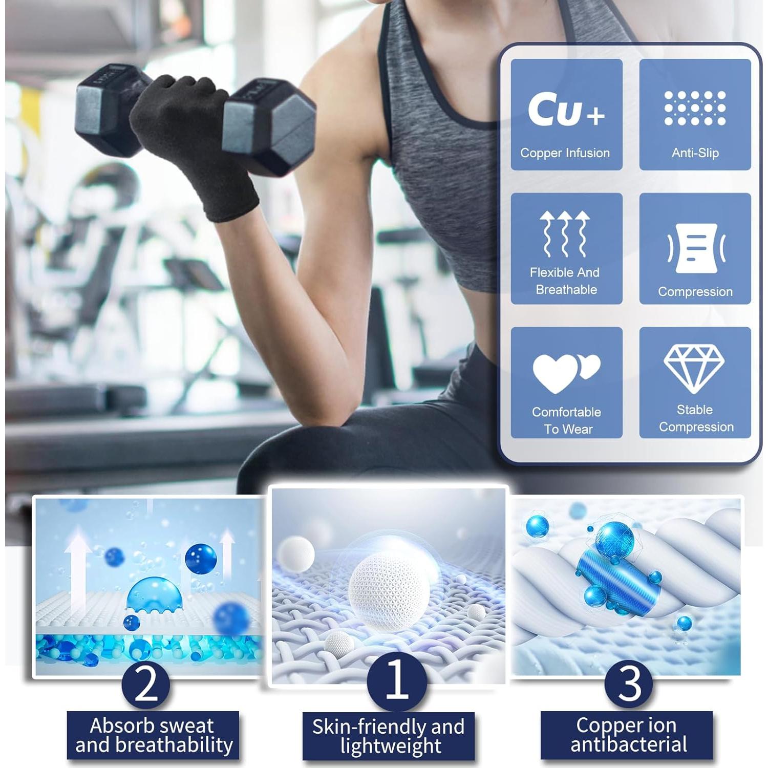 Guantes de Artritis de Cobre DRNAIETY - Compresión Sin Dedos S