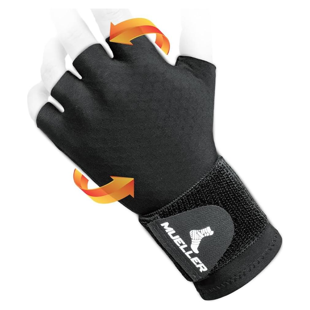Guante de Compresión MUELLER para Mano y Muñeca, Negro, Unisex
