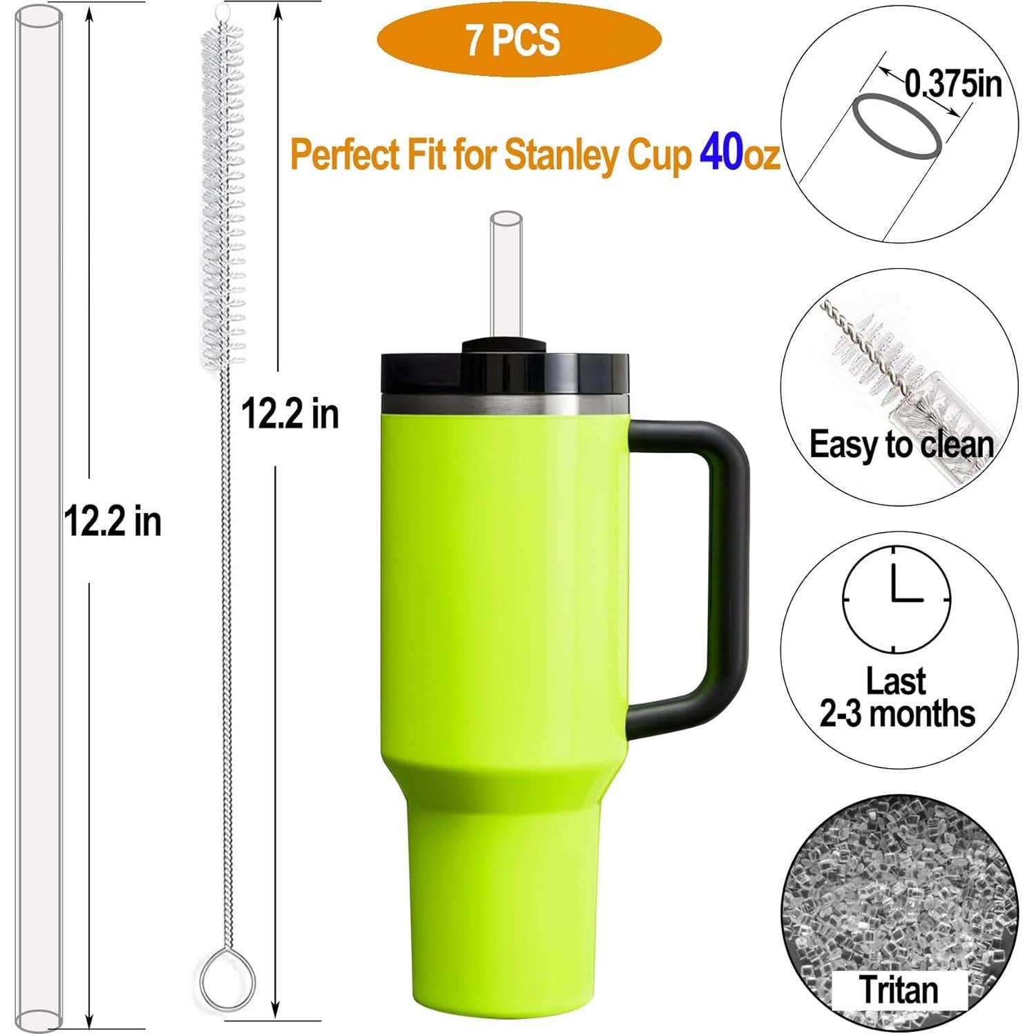 Paquete de 6 Popotes Reutilizables FXTBE para Taza Stanley 40 OZ