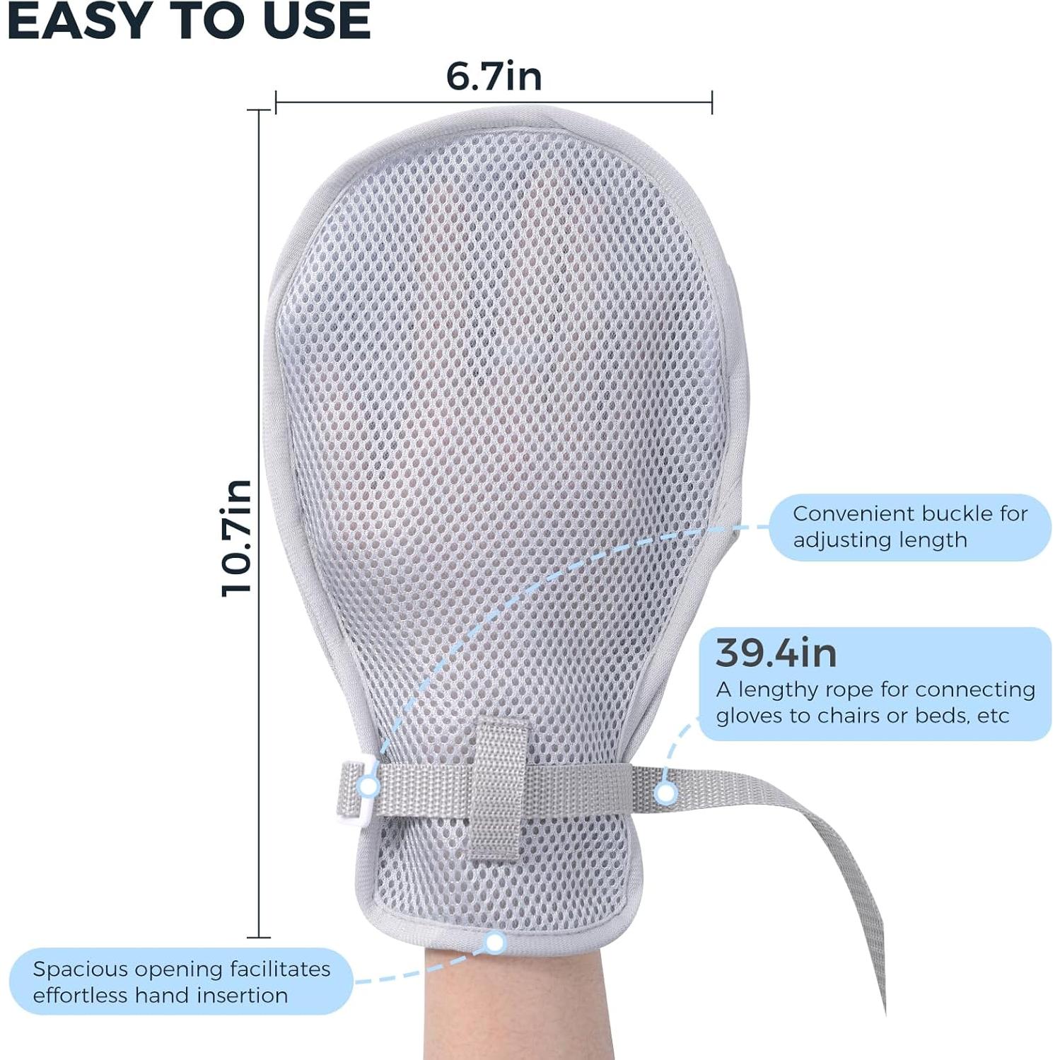 Mittens de restricción médica WONDSIGHIN 2 piezas gris