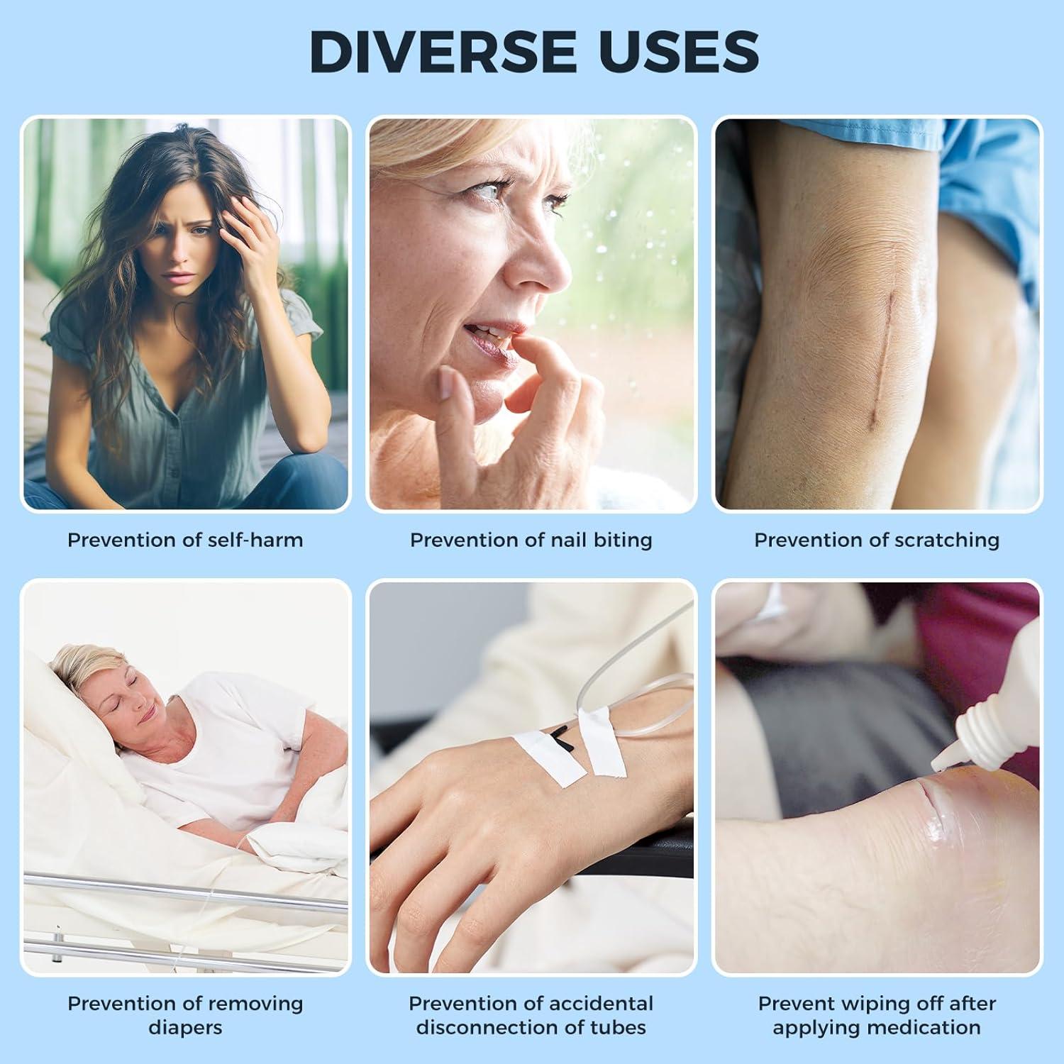 Mittens de restricción médica WONDSIGHIN 2 piezas gris