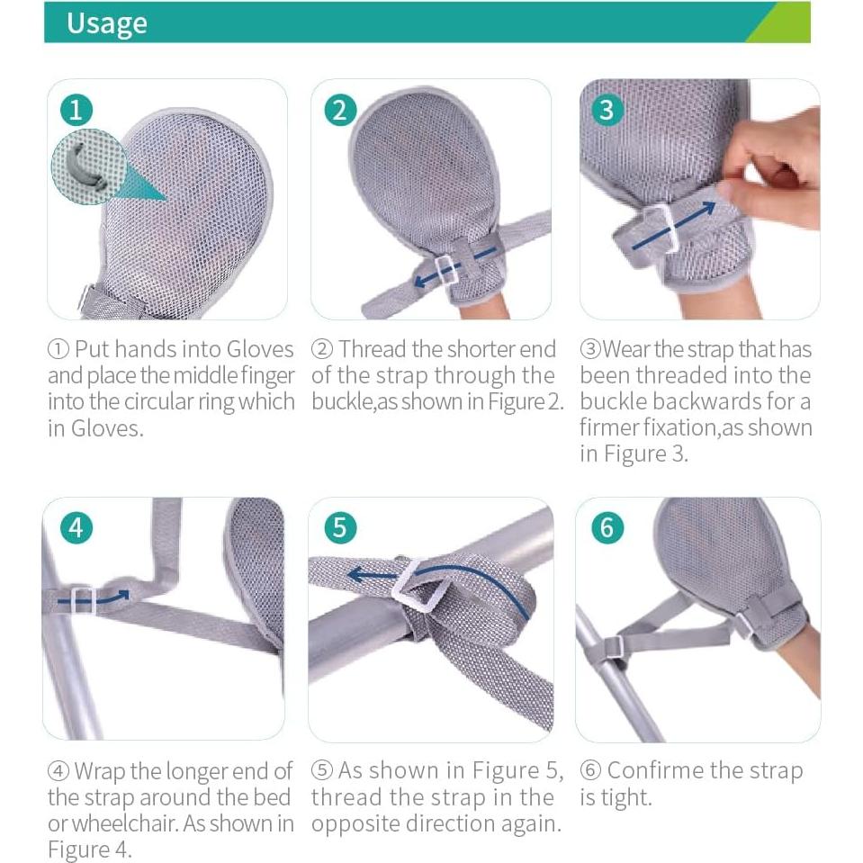 Mittens de restricción médica WONDSIGHIN 2 piezas gris