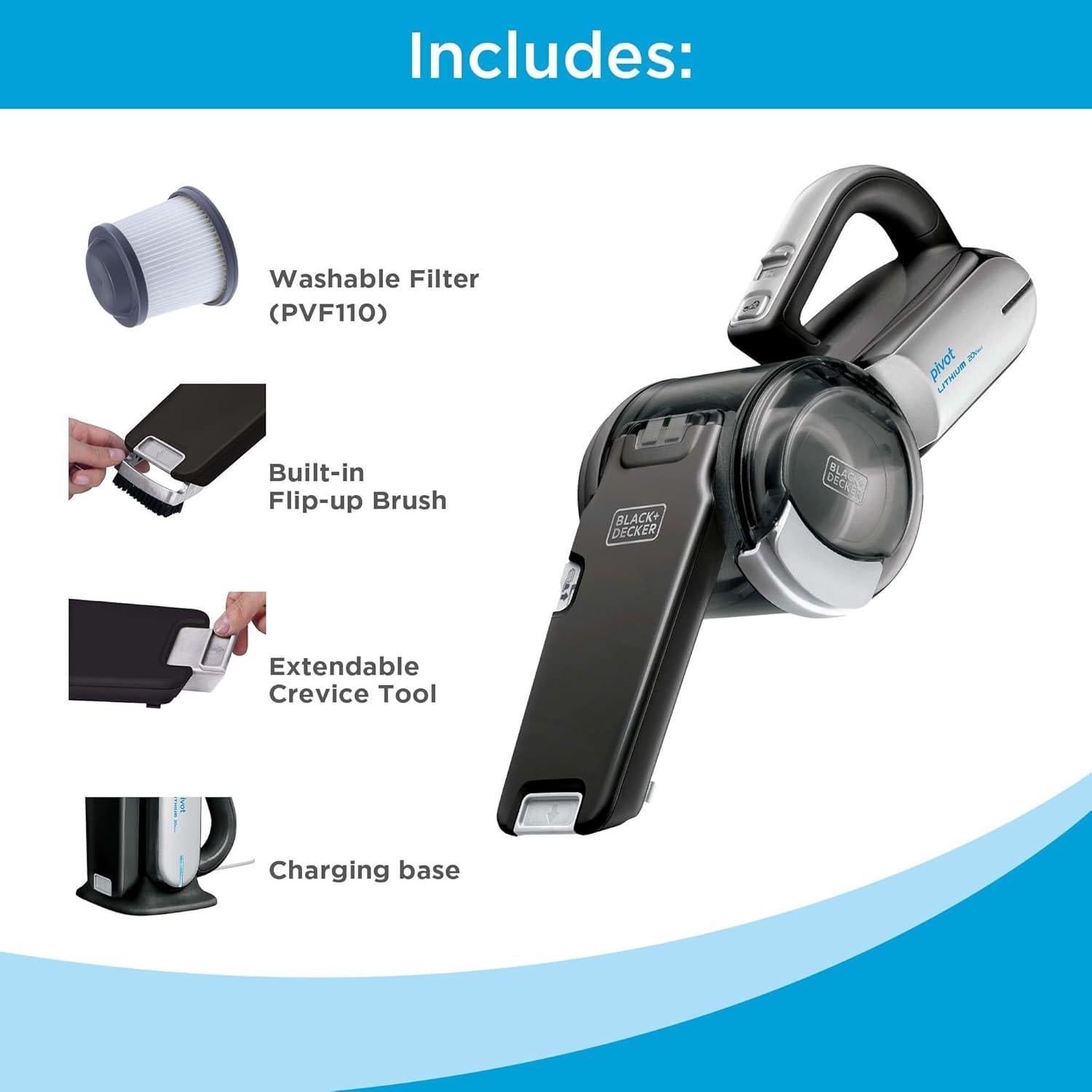 Aspiradora de Mano Inalámbrica BLACK+DECKER BDH2000PL 20V