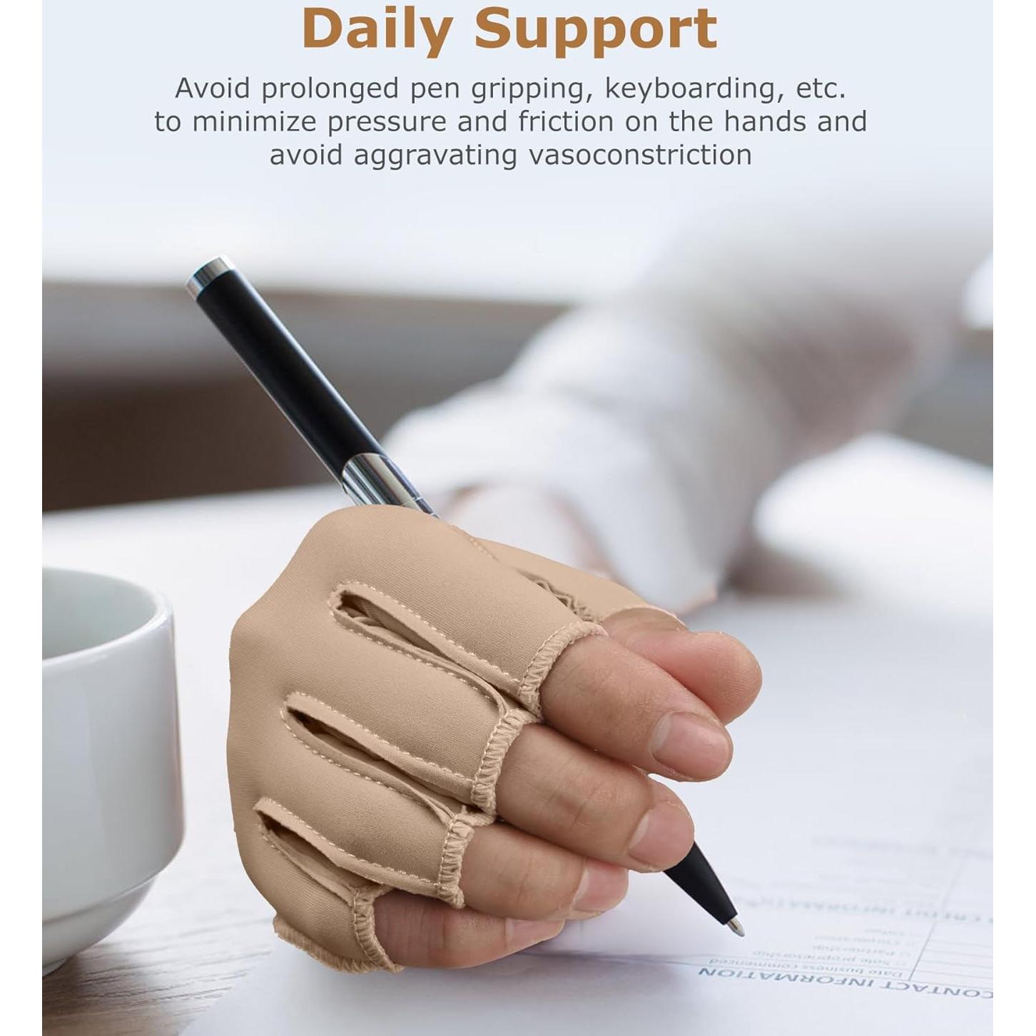 Guantes de Compresión NURCOM para Artritis Sin Dedos Beige