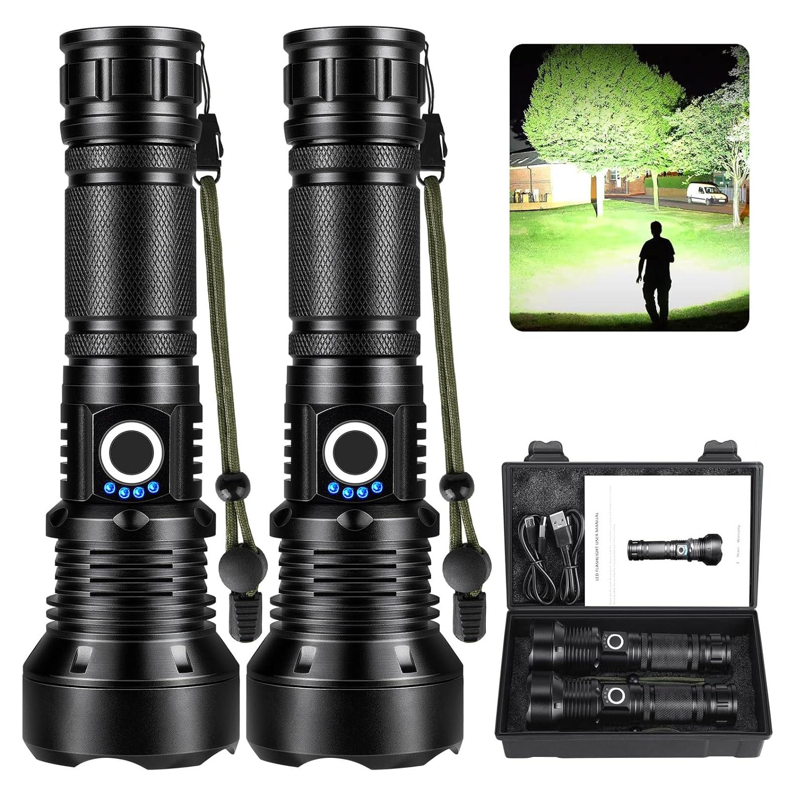 Linterna LED KINGCAESAR 990000 Lúmenes Recargable 2 Pzas