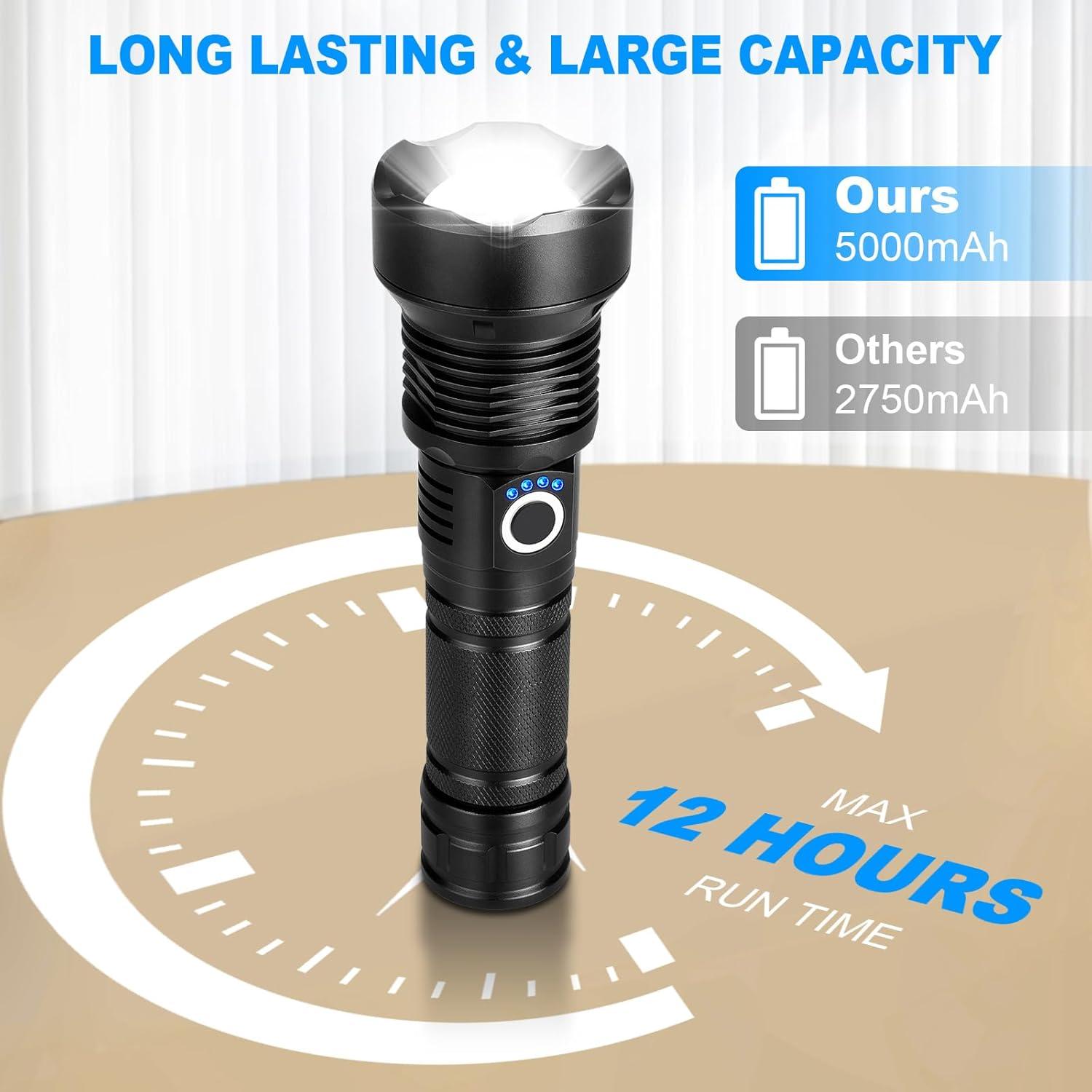 Linterna LED KINGCAESAR 990000 Lúmenes Recargable 2 Pzas