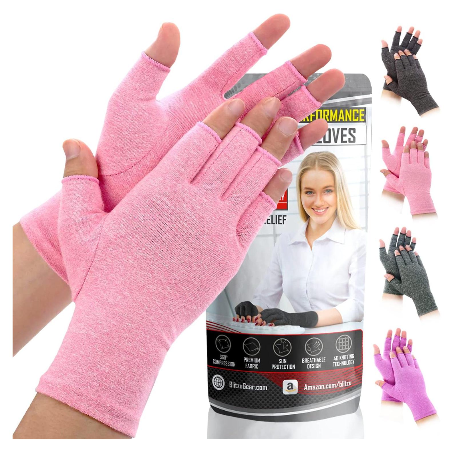 Guantes de Compresión Rosa para Artritis Sin Dedos