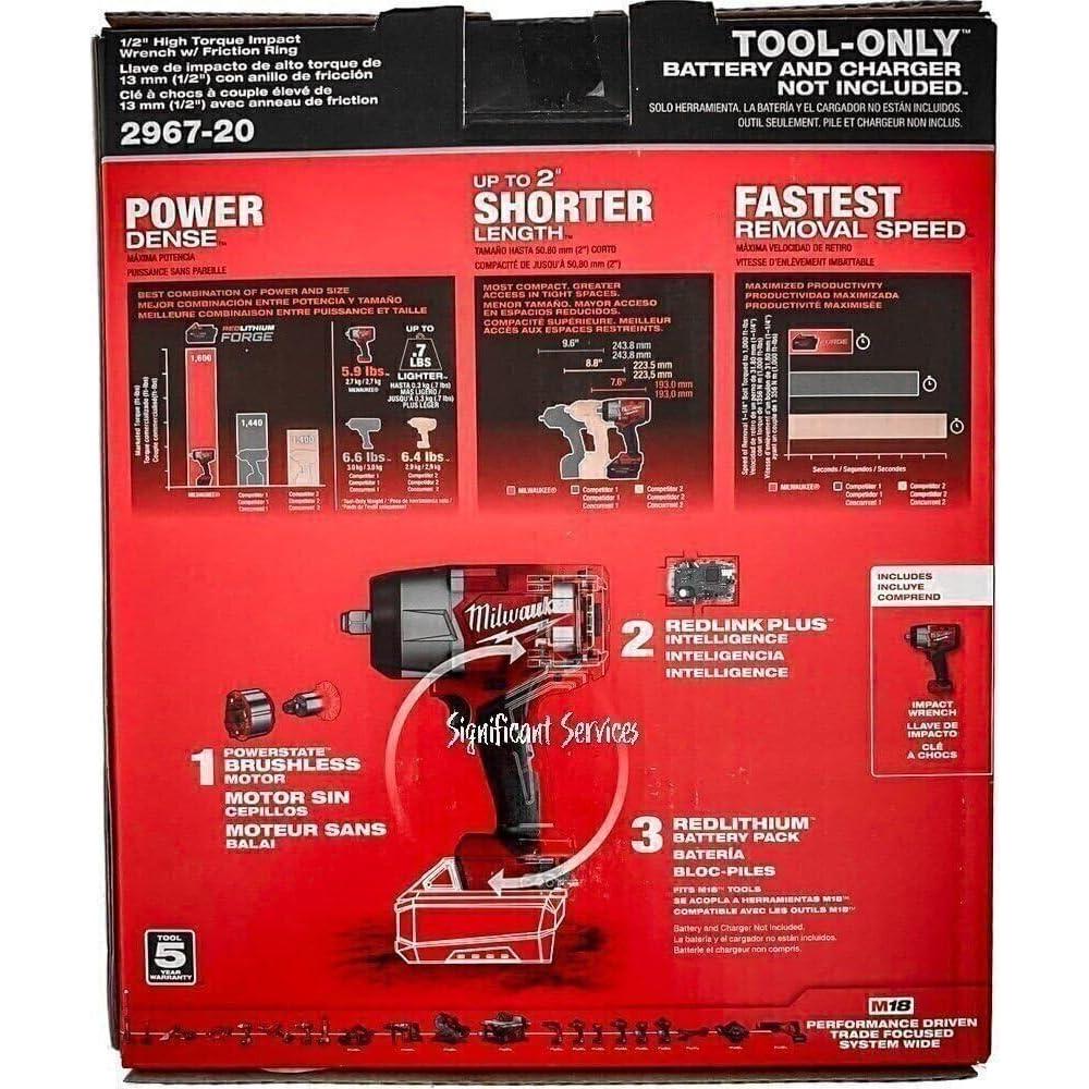 Llave de Impacto Milwaukee M18 18V 1/2" 1356.8 Nm